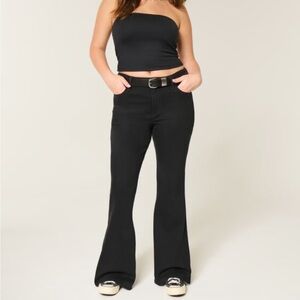 Hollister Women's High Rise Flare Stretch Denim Jeans 28L Black NEW